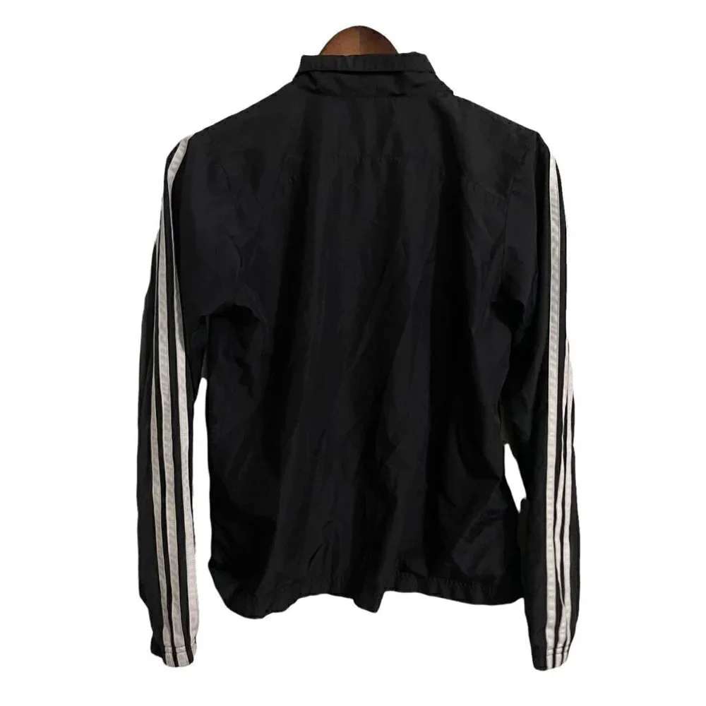 Adidas Womens Black Full Zip 3 Stripe Logo Pockets Full Zip Track Jacket Small - Picture 6 of 6